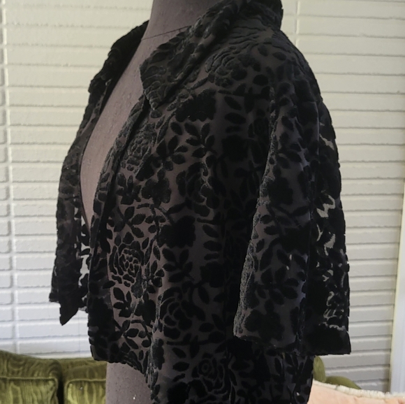 Vintage Black Rose Velvet Devore Jacket - Picture 14 of 15